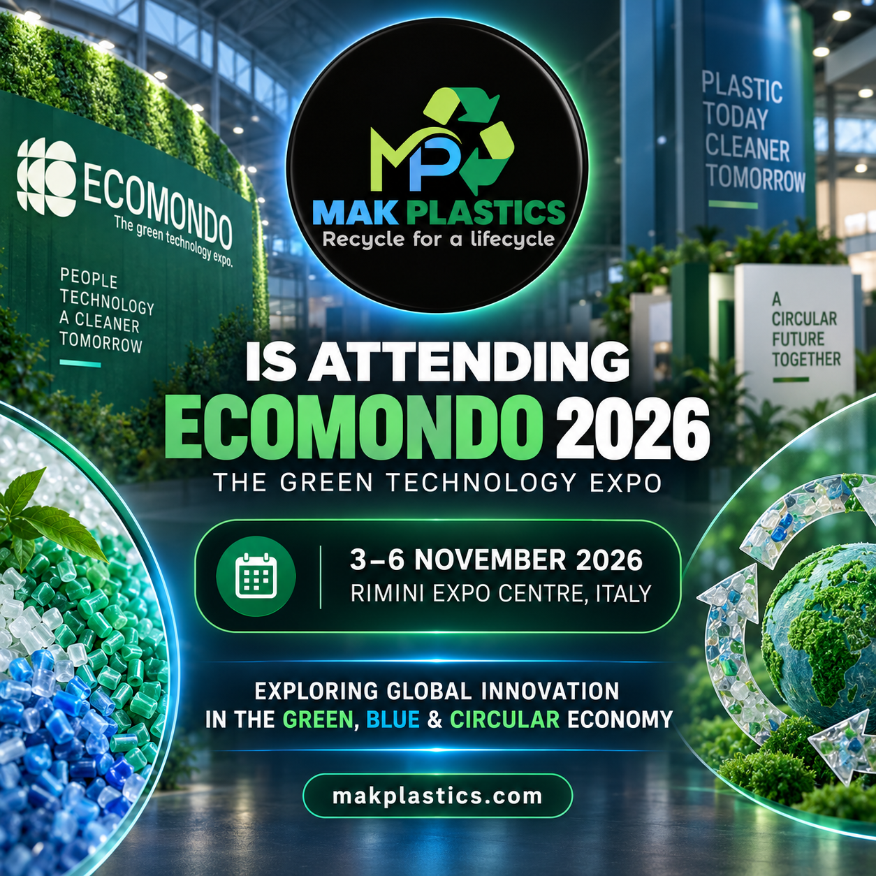 MAK Plastics attending Ecomondo 2026, Rimini Expo Centre, Italy